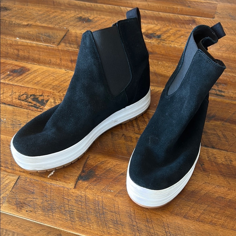 Keds Black and White Ankle Booties with Sporty Design